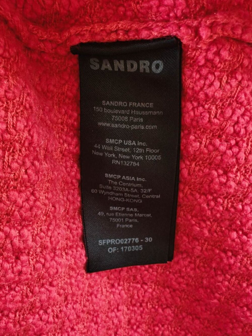NWT Sandro Yvonne V-neck collared knit dress rouge red - Picture 8 of 8